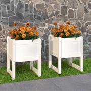 vidaXL Plantekasser 2 stk hvit 40x40x52,5 cm heltre furu