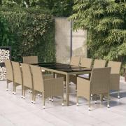 vidaXL Hagespisegruppe 11 deler polyrotting beige