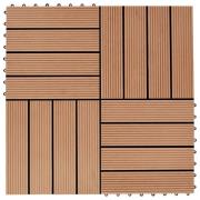 vidaXL Terrassebord 11 stk WPC 30x30 cm 1 kvm teak-farget