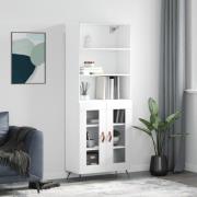 vidaXL Highboard høyglans hvit 69,5x34x180 cm konstruert tre