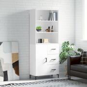 vidaXL Highboard høyglans hvit 69,5x34x180 cm konstruert tre