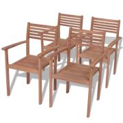 vidaXL Stablebare hagestoler 4 stk heltre teak