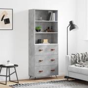 vidaXL Highboard betonggrå 69,5x34x180 cm konstruert tre