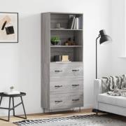 vidaXL Highboard grå sonoma 69,5x34x180 cm konstruert tre