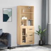 vidaXL Highboard sonoma eik 69,5x34x180 cm konstruert tre