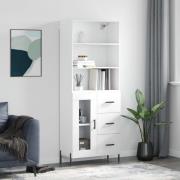 vidaXL Highboard hvit 69,5x34x180 cm konstruert tre