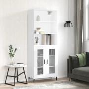 vidaXL Highboard høyglans hvit 69,5x34x180 cm konstruert tre