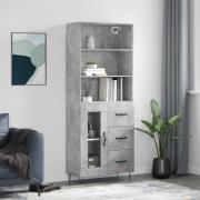 vidaXL Highboard betonggrå 69,5x34x180 cm konstruert tre