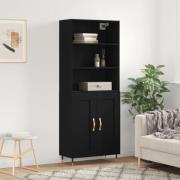 vidaXL Highboard svart 69,5x34x180 cm konstruert tre