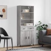 vidaXL Highboard grå sonoma 69,5x34x180 cm konstruert tre