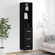 vidaXL Highboard svart 34,5x34x180 cm konstruert tre