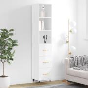 vidaXL Highboard høyglans hvit 34,5x34x180 cm konstruert tre