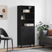 vidaXL Highboard svart 69,5x34x180 cm konstruert tre