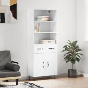 vidaXL Highboard høyglans hvit 69,5x34x180 cm konstruert tre