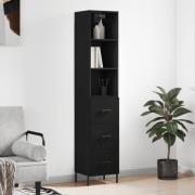 vidaXL Highboard svart 34,5x34x180 cm konstruert tre