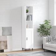 vidaXL Highboard høyglans hvit 34,5x34x180 cm konstruert tre