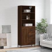 vidaXL Highboard brun eik 69,5x34x180 cm konstruert tre