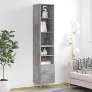 vidaXL Highboard betonggrå 34,5x34x180 cm konstruert tre