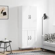 vidaXL Highboard høyglans hvit 69,5x34x180 cm konstruert tre