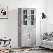 vidaXL Highboard betonggrå 69,5x34x180 cm konstruert tre