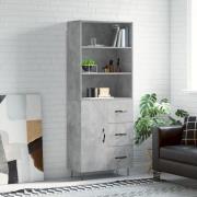 vidaXL Highboard betonggrå 69,5x34x180 cm konstruert tre