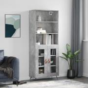 vidaXL Highboard betonggrå 69,5x34x180 cm konstruert tre