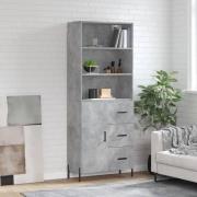 vidaXL Highboard betonggrå 69,5x34x180 cm konstruert tre