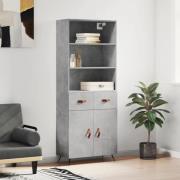 vidaXL Highboard betonggrå 69,5x34x180 cm konstruert tre