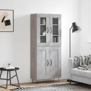 vidaXL Highboard grå sonoma 69,5x34x180 cm konstruert tre