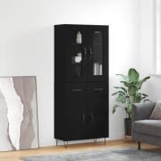 vidaXL Highboard svart 69,5x34x180 cm konstruert tre