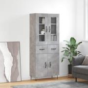 vidaXL Highboard betonggrå 69,5x34x180 cm konstruert tre