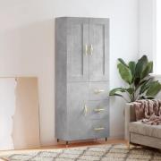 vidaXL Highboard betonggrå 69,5x34x180 cm konstruert tre