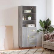 vidaXL Highboard grå sonoma 69,5x34x180 cm konstruert tre