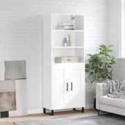 vidaXL Highboard høyglans hvit 69,5x34x180 cm konstruert tre