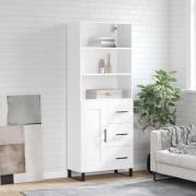 vidaXL Highboard høyglans hvit 69,5x34x180 cm konstruert tre