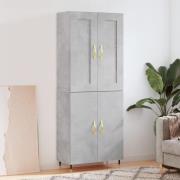 vidaXL Highboard betonggrå 69,5x34x180 cm konstruert tre