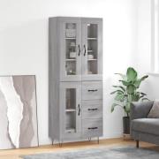 vidaXL Highboard grå sonoma 69,5x34x180 cm konstruert tre