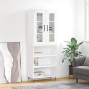 vidaXL Highboard høyglans hvit 69,5x34x180 cm konstruert tre