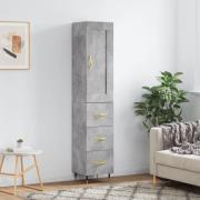 vidaXL Highboard betonggrå 34,5x34x180 cm konstruert tre