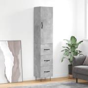 vidaXL Highboard betonggrå 34,5x34x180 cm konstruert tre