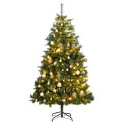 vidaXL Kunstig hengslet juletre med 300 LED og kulesett 210 cm