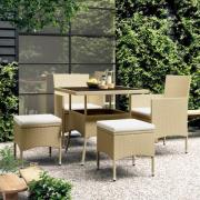 vidaXL Hagespisegruppe 5 deler polyrotting beige