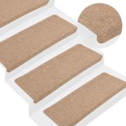 vidaXL Selvklebende trappematter 15 stk 65x24,5x3,5 cm beige