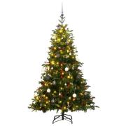 vidaXL Kunstig hengslet juletre med 300 LED og kulesett 240 cm