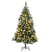 vidaXL Kunstig hengslet juletre med 300 LED og kulesett 180 cm