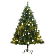 vidaXL Kunstig hengslet juletre med 300 LED og kulesett 180 cm