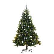 vidaXL Kunstig hengslet juletre med 150 LED og kulesett 120 cm