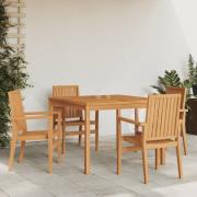 vidaXL Hagespisegruppe 5 deler heltre teak