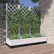 vidaXL Plantekasse med espalier hvit 120x40x121,5 cm PP