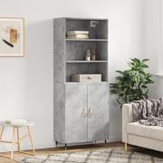 vidaXL Highboard betonggrå 69,5x34x180 cm konstruert tre